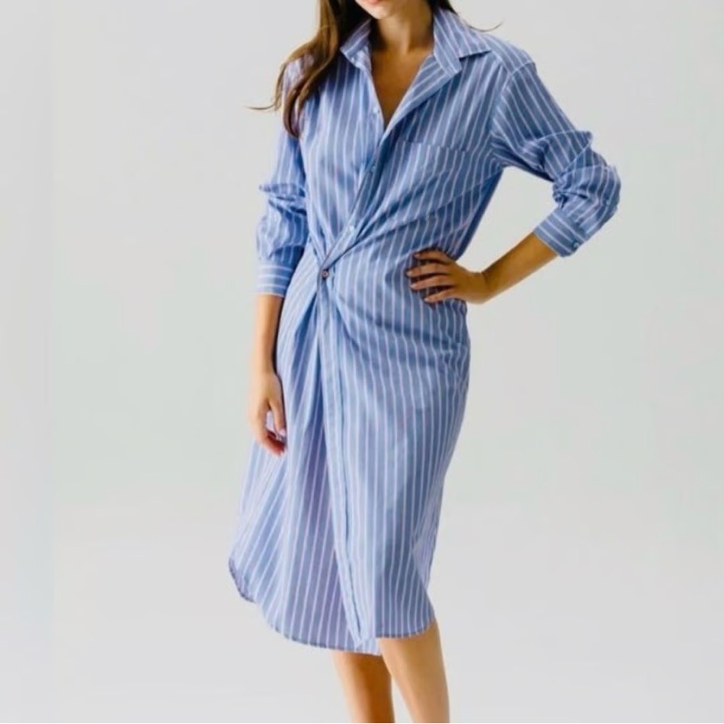 Nwot Wearcisco Stripe Midi Shirt Dress Button Down Wear Cisco Size M/L